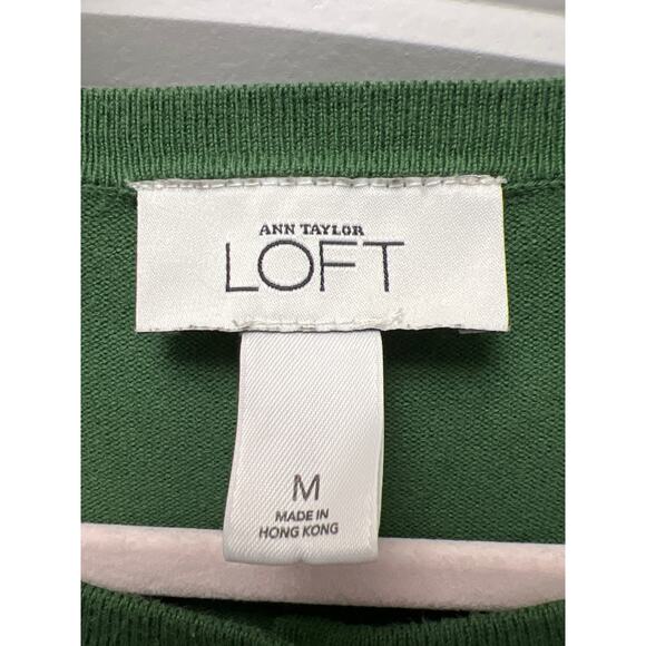 Ann Taylor Loft Women’s Button Front Long Sleeve Cardigan Sweater Size M Green - Picture 2 of 4